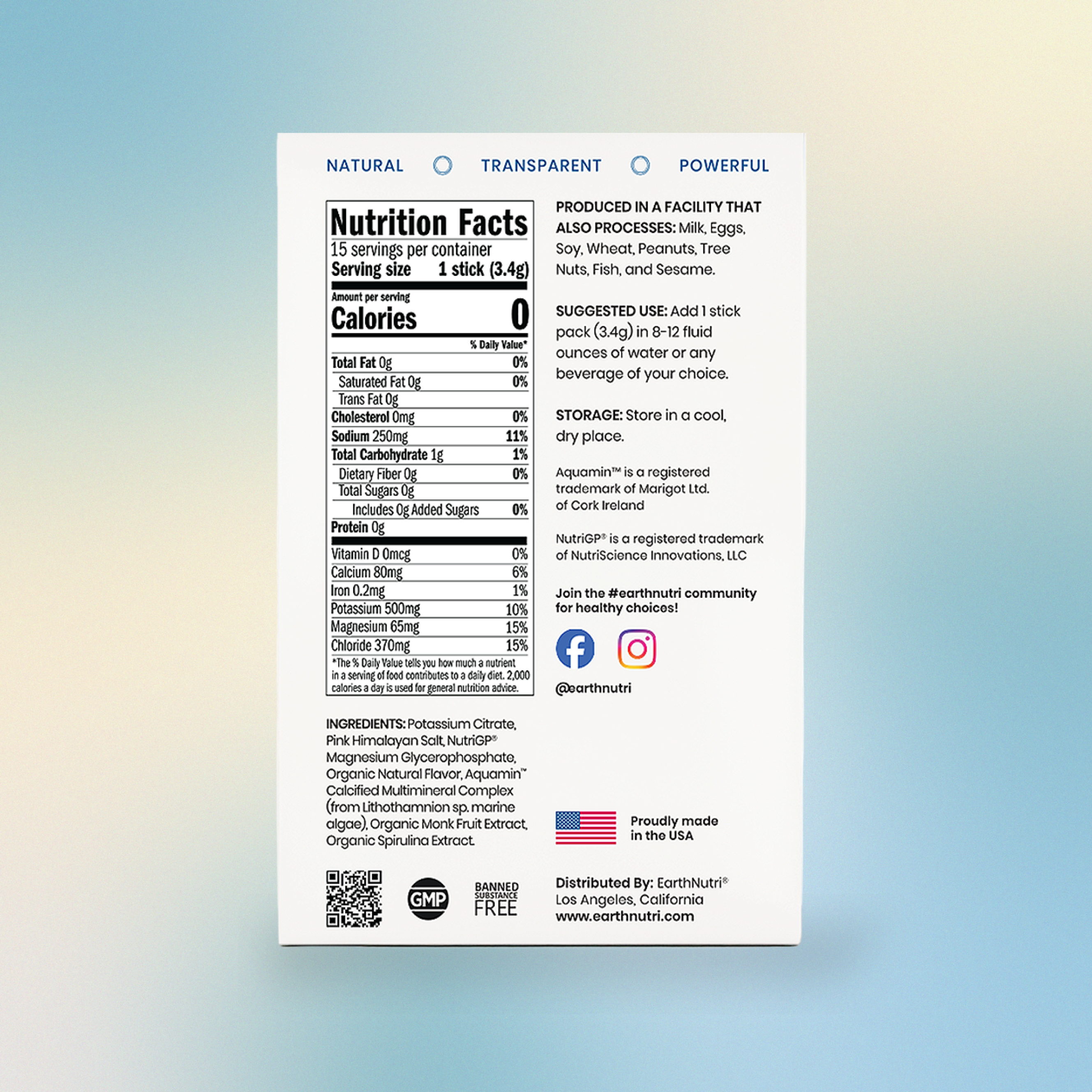 Nutrition facts label on a gradient background