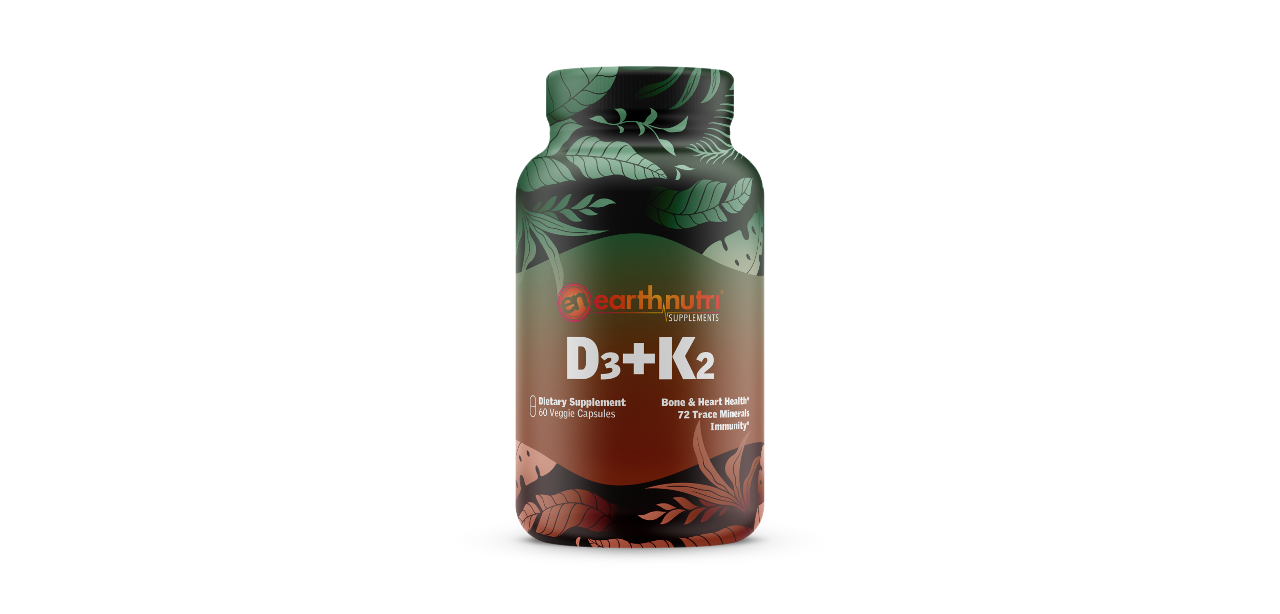 Vitamin D3 K2, Trace Minerals, Bone Strength, Immune Health, EarthNutri Supplement