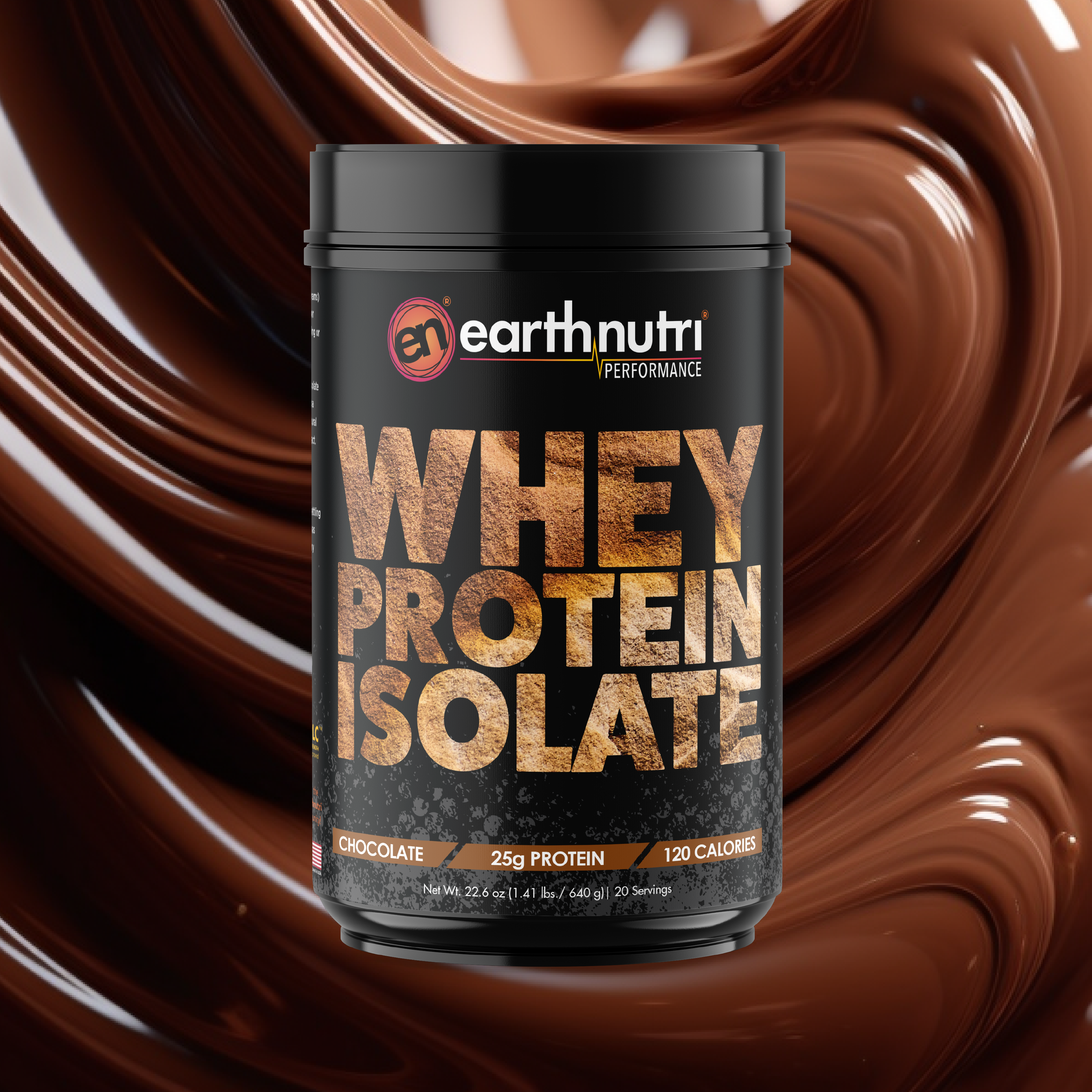 Front WPI Chocolate Mockup with Chocolate swirl background