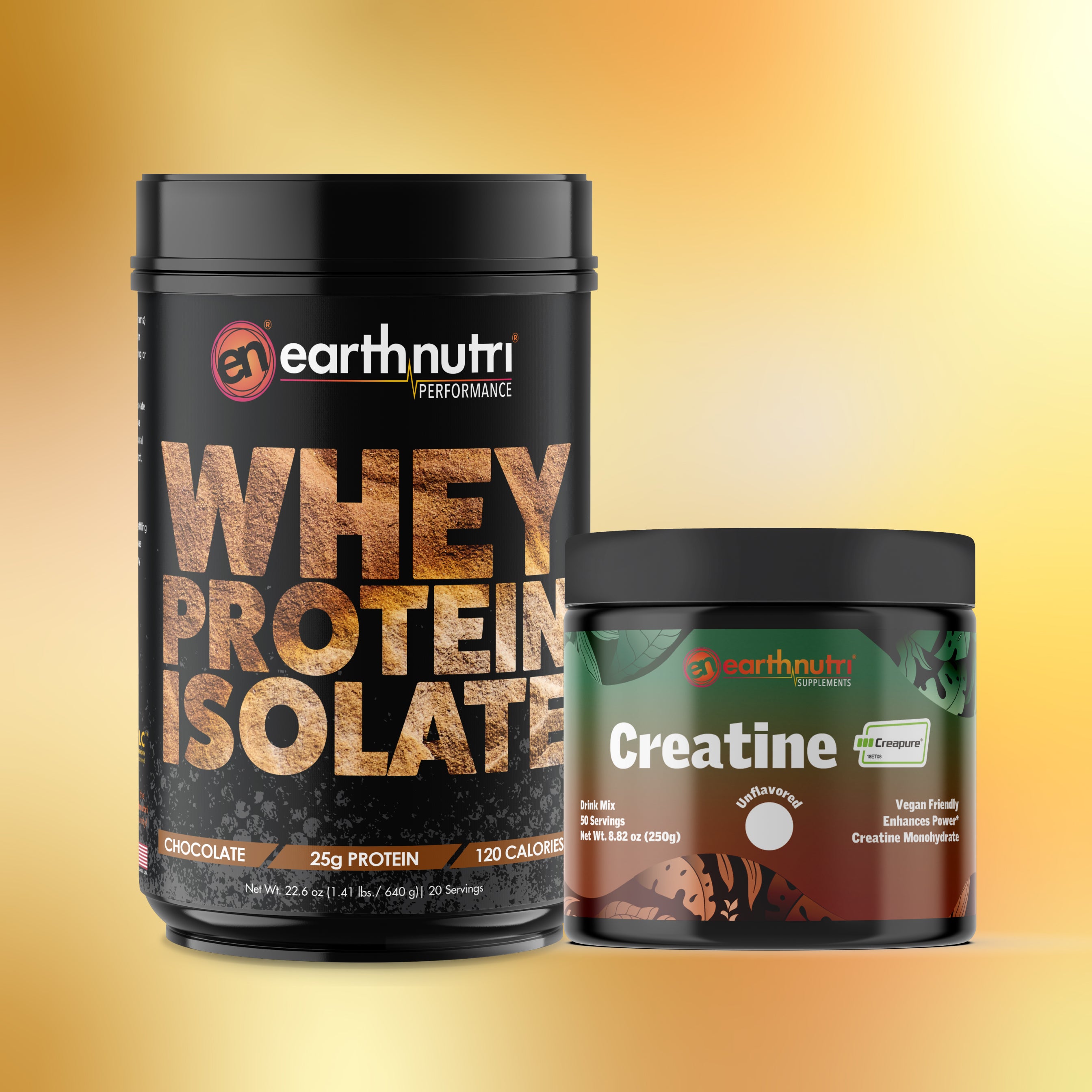 Whey Protein Chocolate tub and Creatine Unflavored small tub.