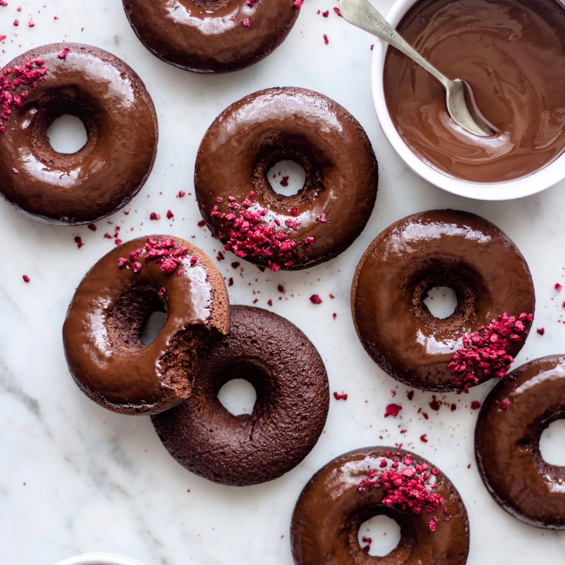 chocolate donuts, made with earhtnutri gluten-free All purpose flour